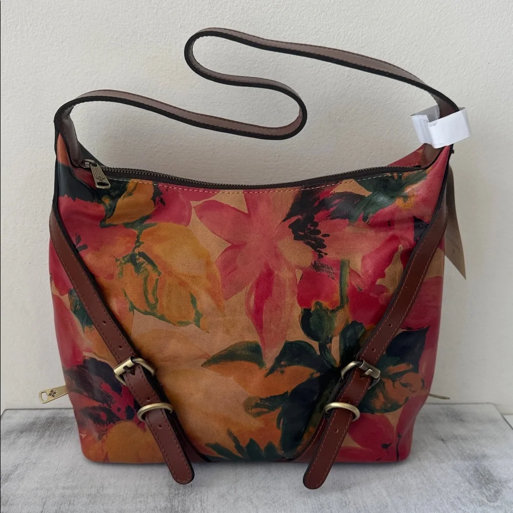 Patricia Nash Elia Leather Hobo Shoulder Floral Handbag Spring Multi NWT